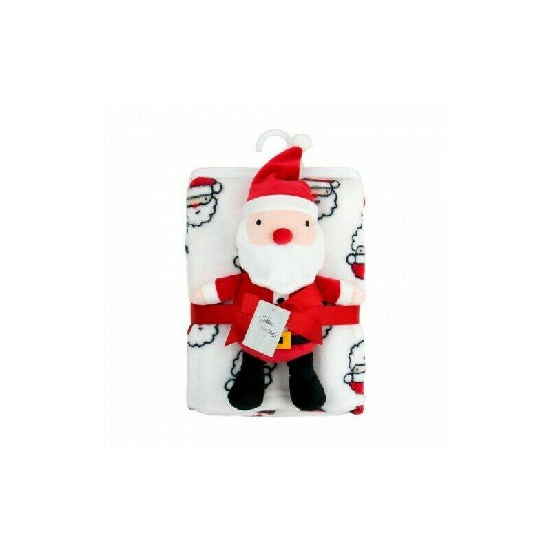 Mother's choice - set cadou craciun cu paturica din fleece si jucarie santa