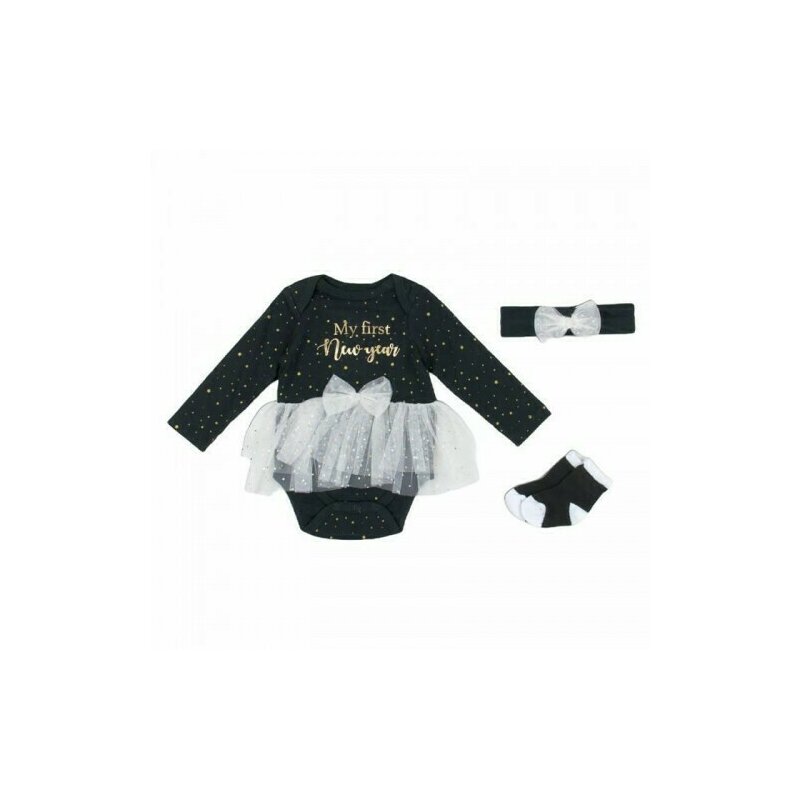Mother's choice - set cadou pentru fetite 3 piese my first new year - marimea 0-3 luni