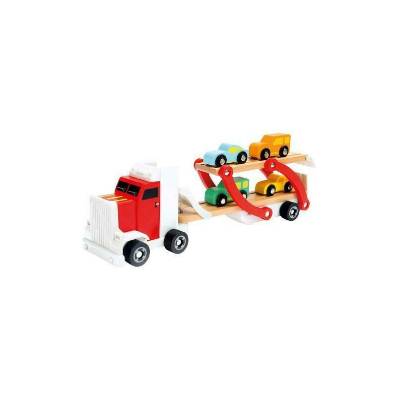 Bino - set camion transportor cu 4 masinute