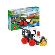 Alexander Toys - Set de constructie Vehicul Steamer Locomotiva cu aburi , Constructor , 74 piese metalice