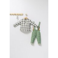 Tongs baby - Set cu pantalonasi cu bretele si camasuta in carouri pentru bebelusi King,  (Culoare: Maro, Marime: 9-12 luni)