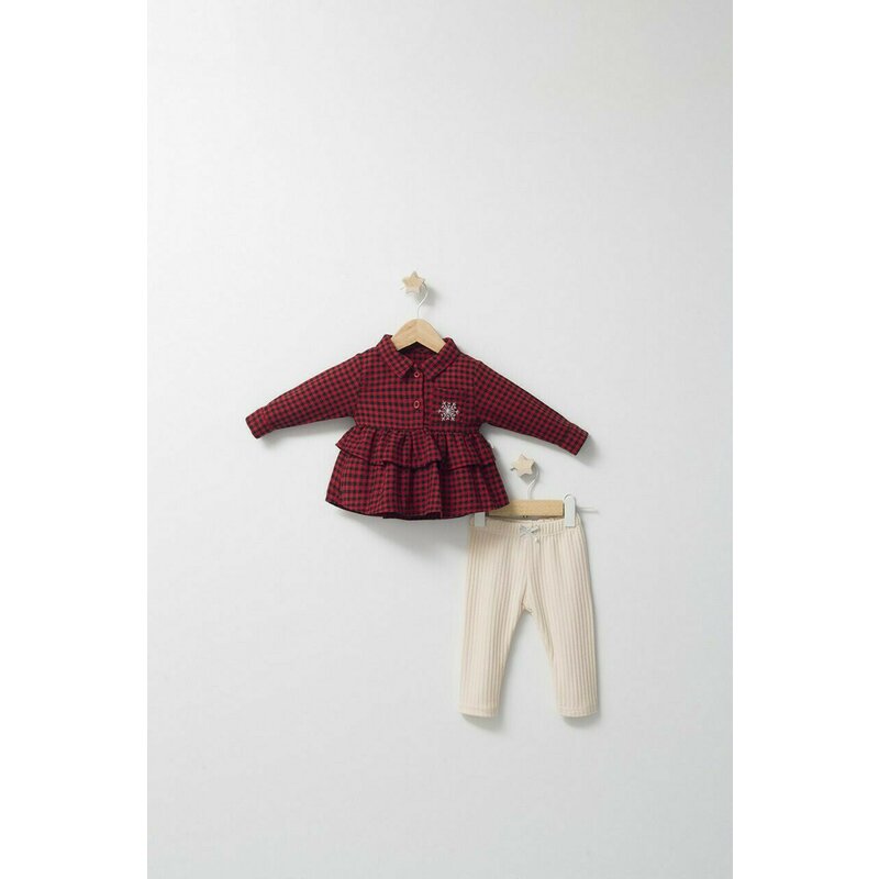 Tongs baby - Set cu pantalonasi si camasuta in carouri pentru bebelusi Ballon, (Culoare: Mov, Marime: 9-12 luni)