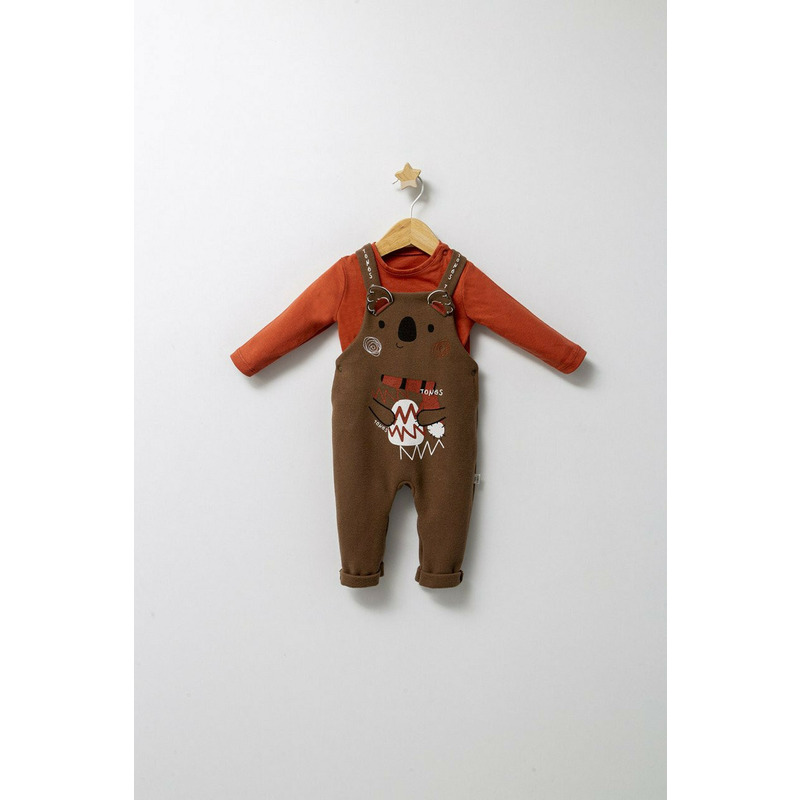 Set cu salopeta si bluzita pentru bebelusi forest, tongs baby (culoare: bleumarin, marime: 6-9 luni)