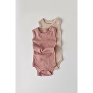 Babycosy - Set de 2 body-uri fara maneci din bumbac organic si modal - Roz/Blush (Marime: 12-18 Luni)