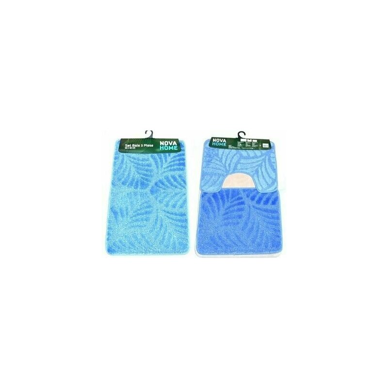 Set Covorase Baie Pufoase 2 Nova home - Set de 3 covorase de baie mari, , albastru, 50x80 cm