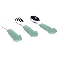 Set de 3 tacamuri din inox inoxidabil, Cu manere din silicon fara BPA, 6 luni+, Elephant, Conform cu standardul european de securitate EN14372:2004, FreeON, Mint