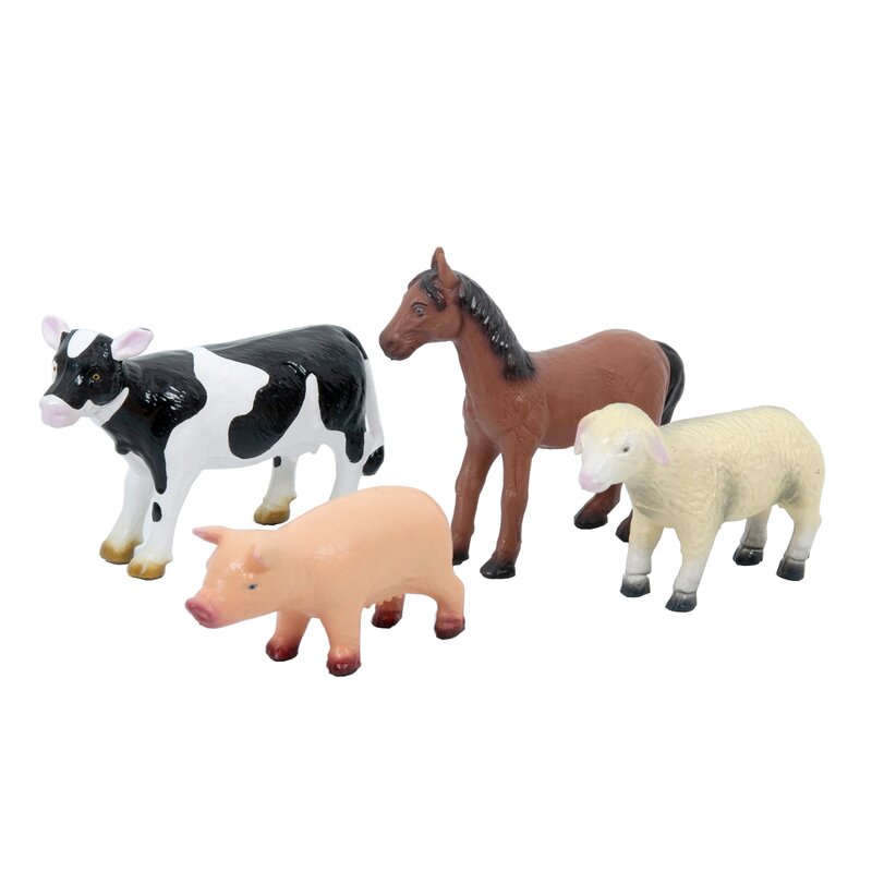 TickiT - Set figurine Animale domestice 15 cm, 4 buc, Din cauciuc moale ecologic