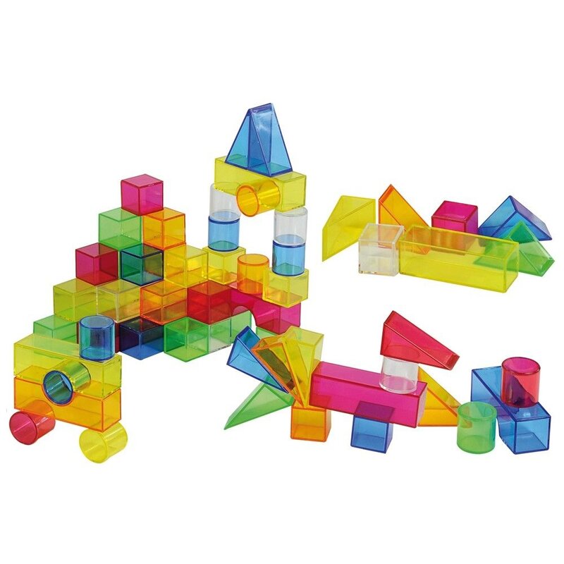 Set de 50 buc cuburi de constructii COLORATE transparente din plastic Jucarii & Cadouri
