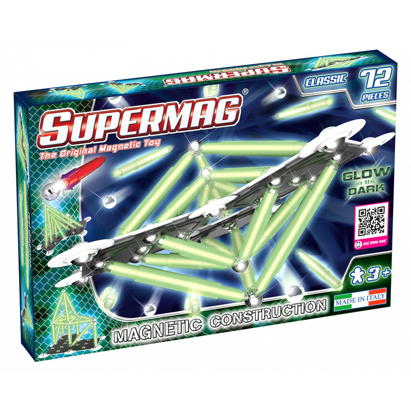 Set de constructie magnetic supermag glow 72 piese