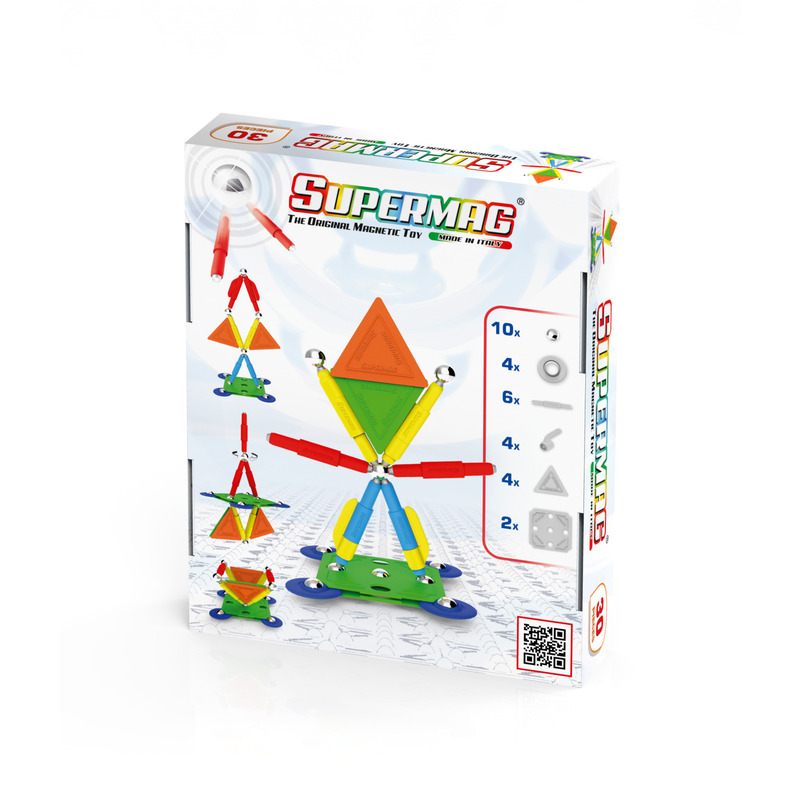 Set de constructie magnetic supermag projects multicolor 30 piese