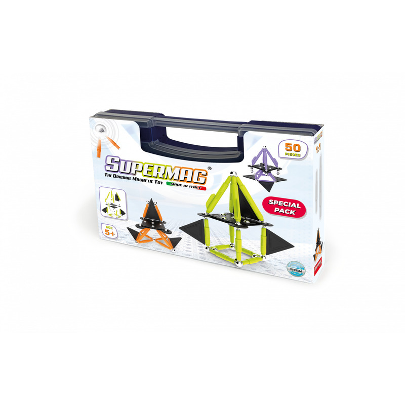 Set de constructie magnetic supermag projects tehnicolor 50 piese