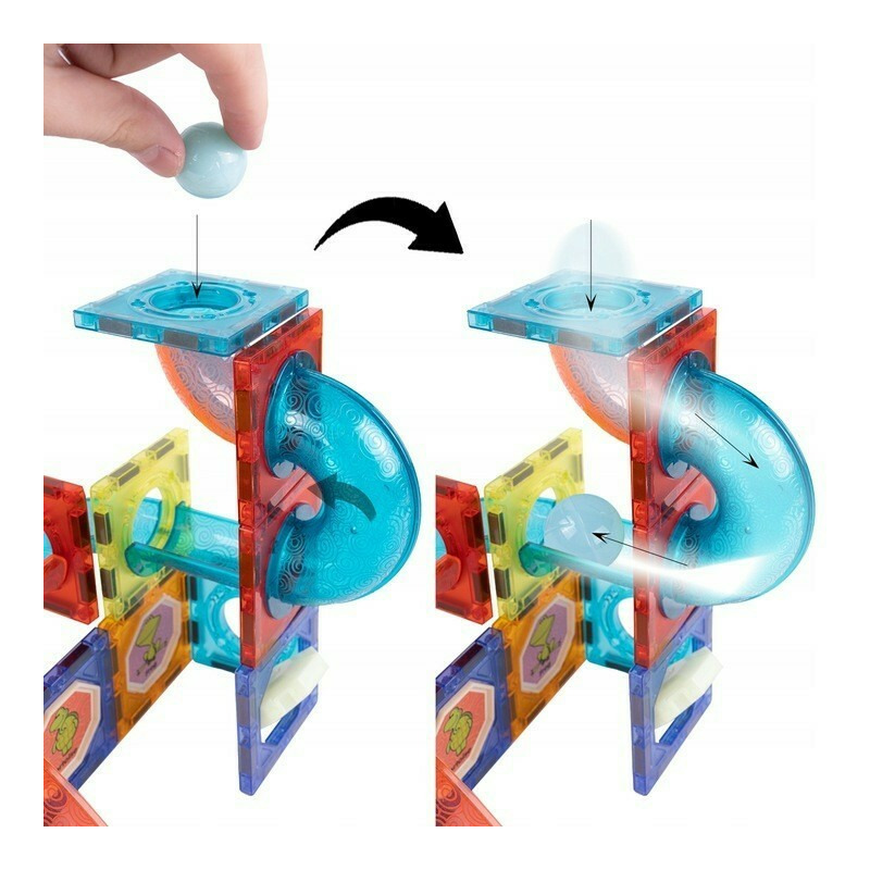 Set de constructie malplay magnetic tiles 148 piese 3d multicolor