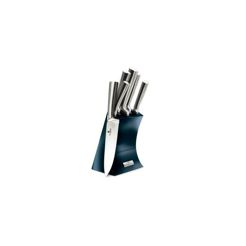 Set de cutite, 6 piese, 5 cutite cu suport inox, aquamarine, bh/2452