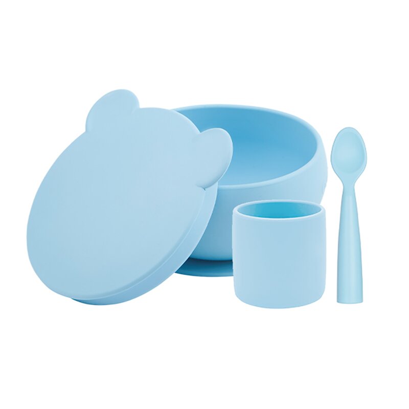 Minikoioi - set de hranire bwl i , 100% premium silicone – mineral blue