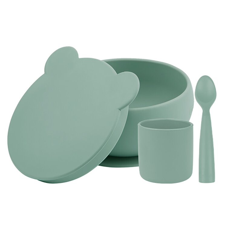 Minikoioi - set de hranire bwl i , 100% premium silicone – river green