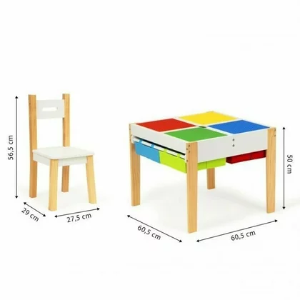 Set de masa cu doua scaune pentru copii Ecotoys XKF002