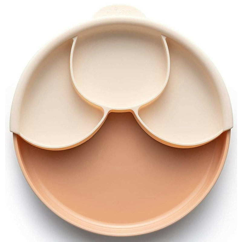 Set diversificare hrana bebelusi Miniware Healthy Meal, 100% din materiale naturale biodegradabile, 3 piese, Toffee/Peach