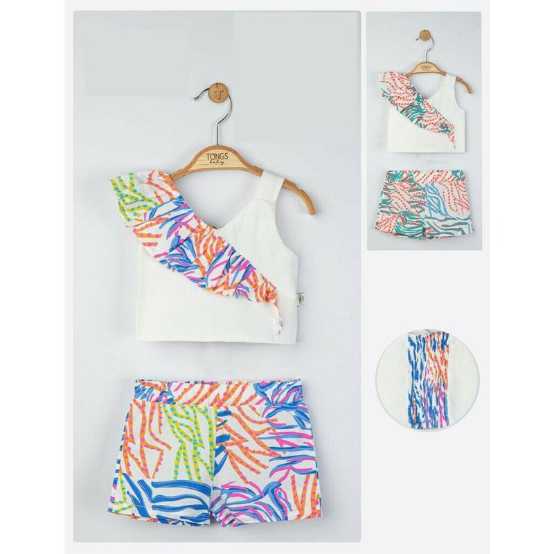 Tongs baby - set elegant bluzita de vara cu pantalonasi pentru fetite, (culoare: albastru, marime: 6-9 luni)