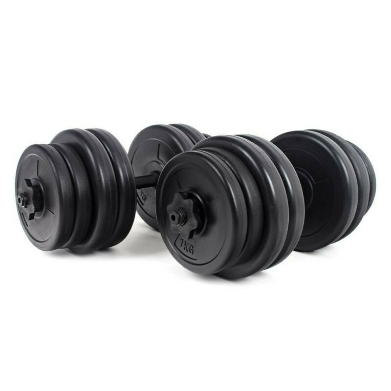 Set gantere pentru exercitii, 30 kg, cu 2 tije, 16 greutati, modern home, h2x15