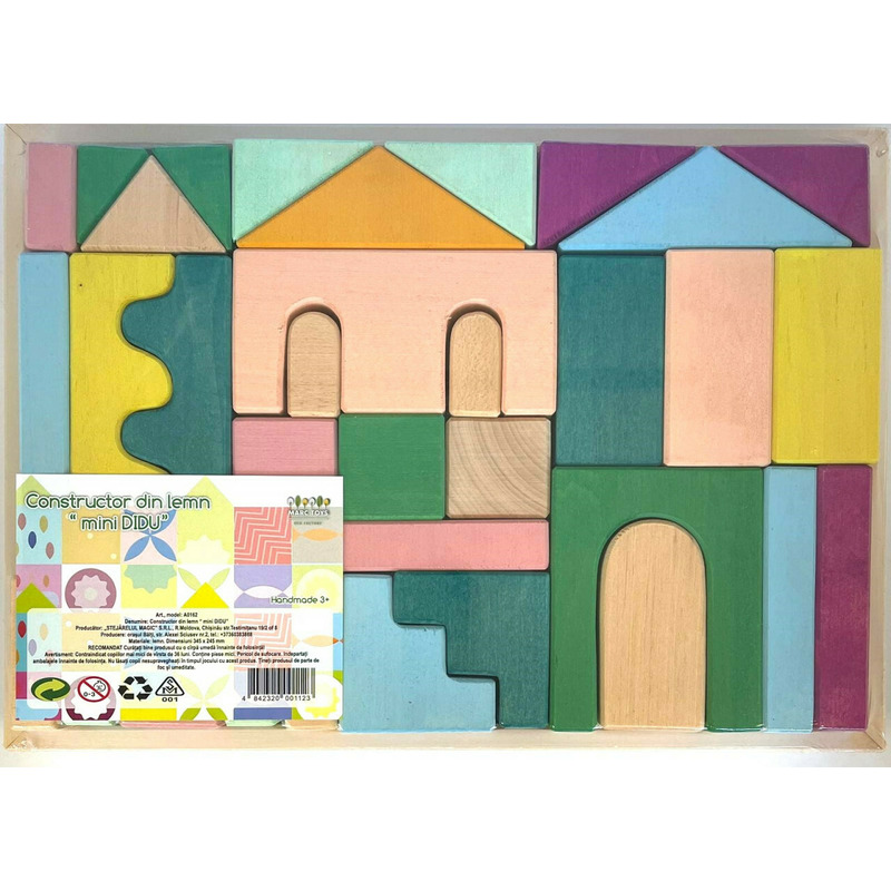 Set handmade, constructor din lemn mini didu