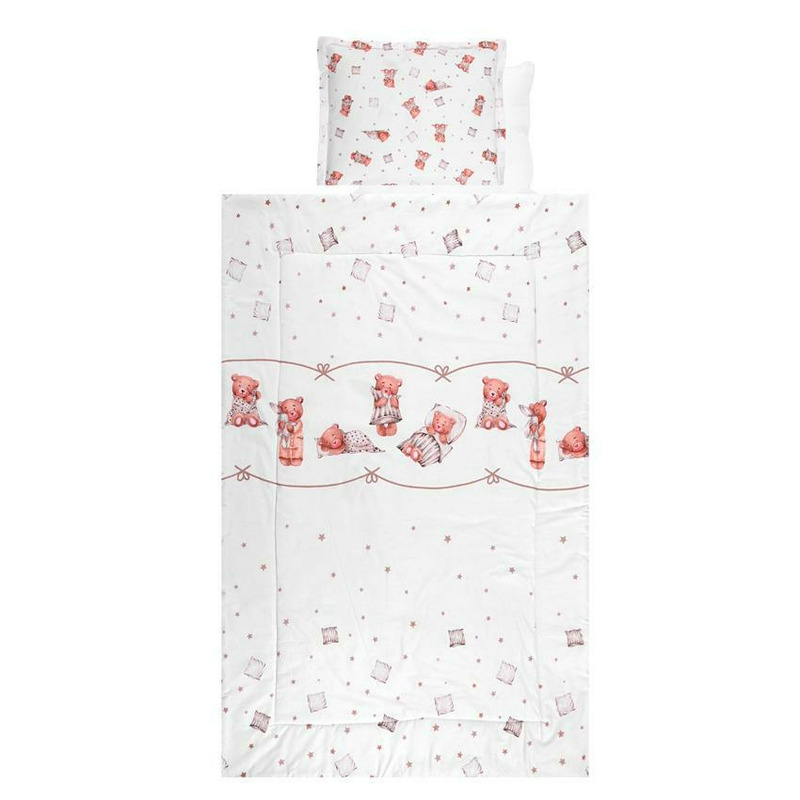 Set lenjerie pat 4 piese, bumbac ranforce, bears & piollws beige