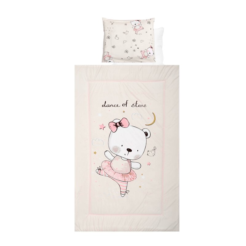 Lorelli - Lenjerie 4 piese , Ballerina Bear din Bumbac, Roz