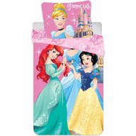 SunCity - Lenjerie 2 piese Ariel, Cinderella and Snow White , Disney Princess,  Husa perna 60x40 cm, 135x100 cm, Roz