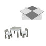 Set masuta si doua scaune pentru copii, Grey and White, Cu parte detasabila si reversibila, Partea reversibila pentru Lego Duplo, New Baby