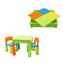 Set masuta si doua scaune pentru copii, Multicolor, Cu parte detasabila si reversibila, Partea reversibila pentru Lego Duplo, New Baby - 1