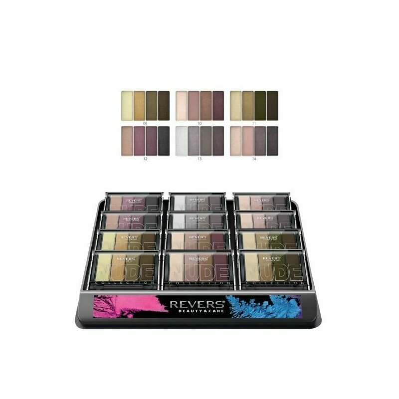 Revers - set mix cu 12 bucati fard de pleoape gallant, nude collection, sidefate, 4 culori, nude