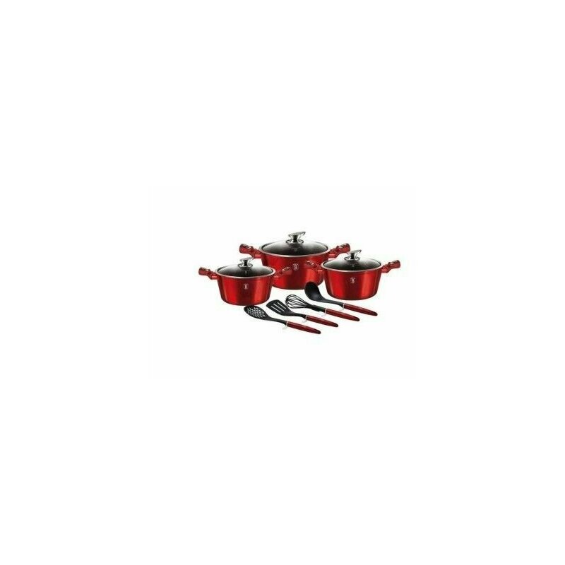 Set Oale Si Cratite Din Inox De Calitate Elvetiana 8 Berlinger haus - Set oale si cratite marmorate, 10 piese, din aluminiu forjat, Burgundy Collection, , BH 6150