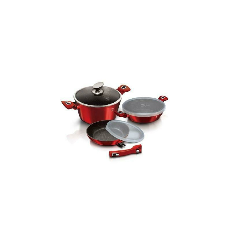Set oale si tigai 6 piese, burgundy metallic line collection, berlingerhaus bh 7050