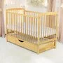 Set Patut din lemn bebe Babyneeds, Ola cu sertar, 120x60 cm, Natur + Saltea patut bebe, Cocos Confort II, Cu fibre de cocos si strat de burete, 120x60x10 cm + Protectie impermeabila, Pentru patuturi 120x60 cm, Alb - 4