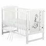 Set Patut din lemn bebe Babyneeds, Timmi Girafa cu laterala culisanta, 120x60 cm, Alb + Saltea patut bebe, Cocos Confort II, Cu fibre de cocos si strat de burete, 120x60x10 cm + Protectie impermeabila, Pentru patuturi 120x60 cm, Alb - 7