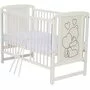 Set Patut din lemn bebe Qmini, Timmi Heart cu laterala culisanta, 120x60 cm, Alb + Saltea patut bebe, Cocos Confort II, Cu fibre de cocos si strat de burete, 120x60x10 cm + Protectie impermeabila, Pentru patuturi 120x60 cm, Alb - 8