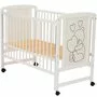 Set Patut din lemn bebe Qmini, Timmi Heart cu laterala culisanta, 120x60 cm, Alb + Saltea patut bebe, Cocos Confort II, Cu fibre de cocos si strat de burete, 120x60x10 cm + Protectie impermeabila, Pentru patuturi 120x60 cm, Alb - 13