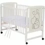 Set Patut din lemn bebe Qmini, Timmi Heart cu laterala culisanta, 120x60 cm, Alb + Saltea patut bebe, Cocos Confort II, Cu fibre de cocos si strat de burete, 120x60x10 cm + Protectie impermeabila, Pentru patuturi 120x60 cm, Alb - 17