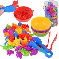 Set pentru sortat, Cu dinozauri din plastic si boluri colorate, Multicolor