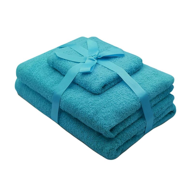 Somnart - set prosoape 3 piese 500 gsm (fata, maini, corp) turquoise,