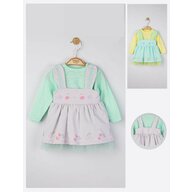 Tongs baby - Set rochita cu bluzita pentru fetite Cirese,  (Culoare: Verde, Marime: 12-18 Luni)