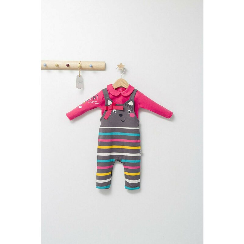 Tongs baby - Set salopeta cu bluzita pentru bebelusi Colorful autum, (Culoare: Gri, Marime: 3-6 Luni)