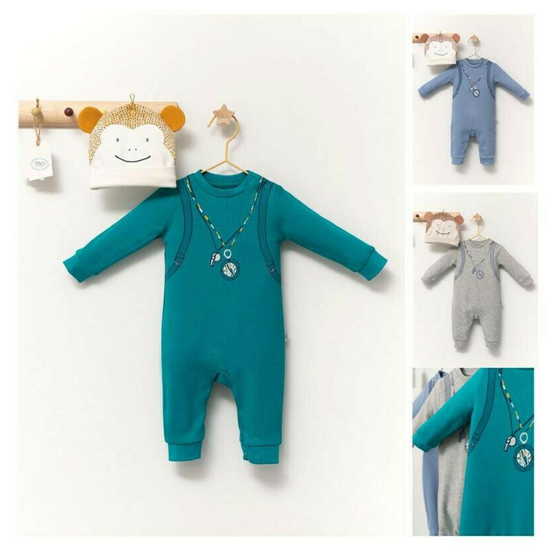 Tongs baby - set salopeta cu caciulita cu urechiuse pentru bebelusi ursulet, (culoare: gri, marime: 0-3 luni)