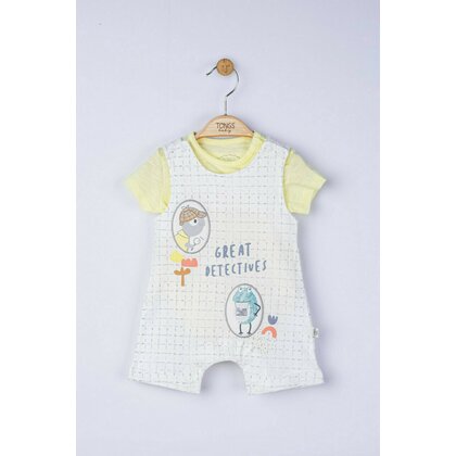 Tongs baby - Set salopeta cu tricou Great detectives pentru bebelusi,  (Culoare: Albastru, Marime: 6-9 luni)