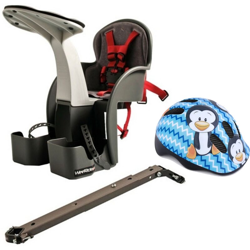 Weeride - Set Scaun bicicleta copii, Pozitie montare Centru, 15 Kg si Casca Protectie XS 44-48 Penguin WR01SKPG
