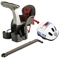 Weeride - Set Scaun bicicleta copii, Pozitie montare Centru, 15 Kg si Casca Protectie XS 44-48 Police  WR01SKPL