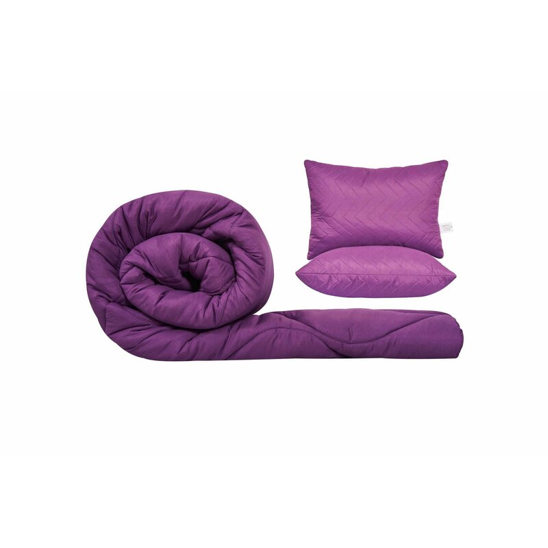 Somnart - Set gama Coral, Pilota 200x220 cm si 2 perne 50x70 cm Purple Orchid