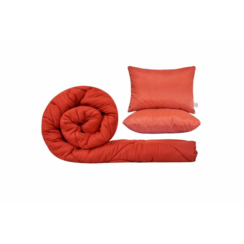 Somnart - Set gama Coral, Pilota 200x220 cm si 2 perne 50x70 cm Rosu