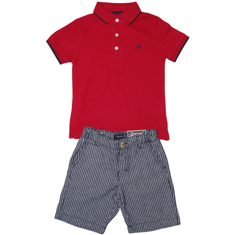 Set tricou polo rosu si pantaloni scurti (3215), 8 ani / 128 cm