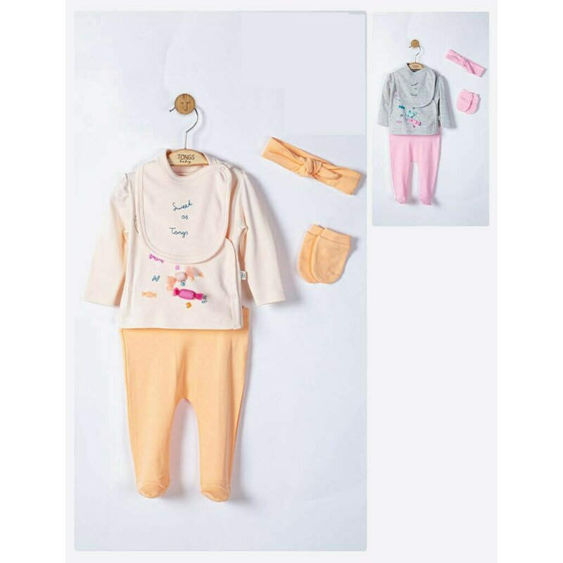 Tongs baby - Setul 5 piese nou nascut Sweets, (Culoare: Roz)