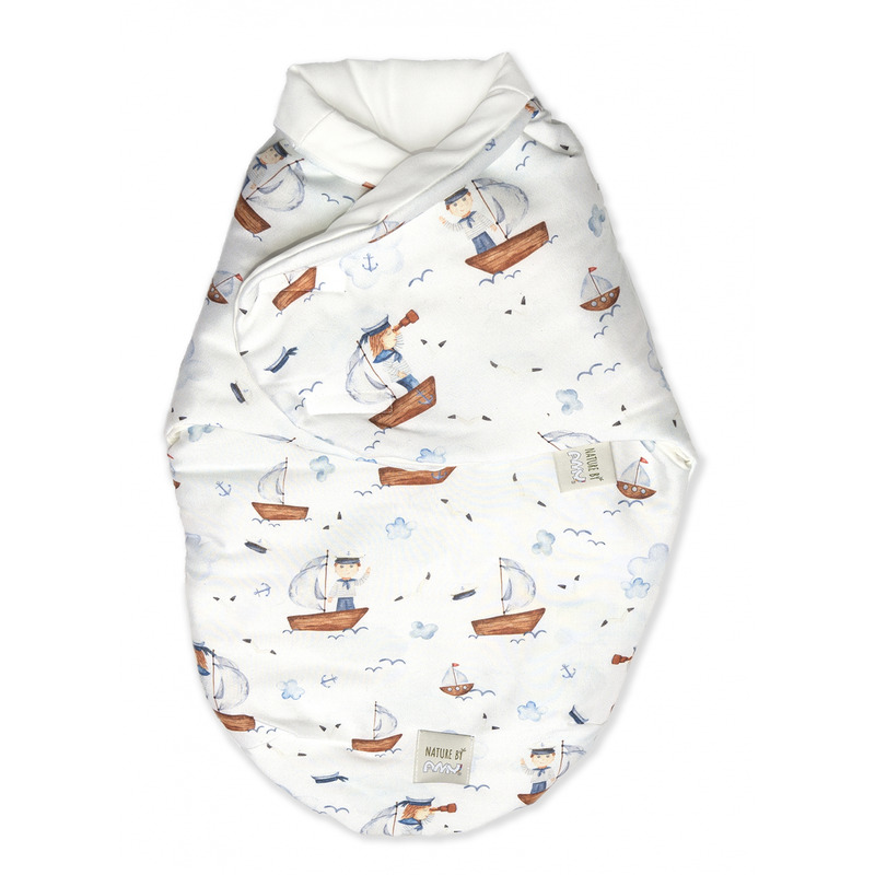 Sistem de infasare bambus, inchidere velcro, baby swaddle, marin + cadou rucsacel